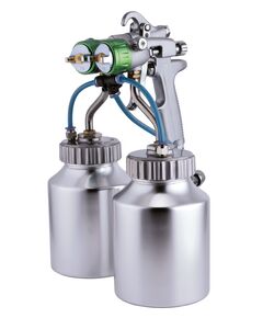 Краскопульт пневматичний HVLP AUARITA PT-29B-1.3, 2 форсунки, 2 бачки, фото  | SNABZHENIE.com.ua