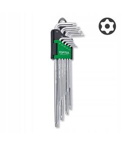 Г-образні ключі TORX TOPTUL T10-T50, 9 ед., супердовгі з отвором GAAL0915, фото  | SNABZHENIE.com.ua