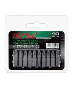 Набор бит PZ1 1/4 25 мм, 10 шт. на блистере TOPTUL FSCA0801G, фото  | SNABZHENIE.com.ua