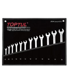 Набор ключей комбинированных (угол 75&deg;) 12шт. 8-22мм (черный чехол) TOPTUL GPAN1201, фото  | SNABZHENIE.com.ua