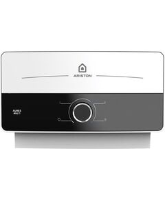 Водонагрівач електр. Ariston AURES M 7 EU проточний, 5л.хв, 7кВт, гор-ний монтаж, мех. кер-ння, A, біло-чорний, фото  | SNABZHENIE.com.ua