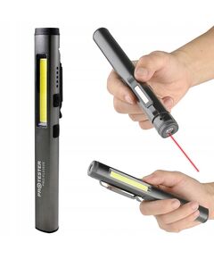 Фонарик светодиодный алюминиевый (COB+LED) с УФ, лазером и магнитом Pen Light  PROTESTER PRO-FL0305S, фото  | SNABZHENIE.com.ua