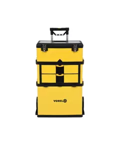 Ящик для інструментів на 2 колесах пластиковий VOREL: 3 секції, 57х37х84.5 см, телеск. ручка 58-98см, фото  | SNABZHENIE.com.ua
