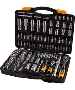 Набор инструментов MASTERTOOL PROFI &frac14;"&&frac12;" 111 шт 4-14 мм 10-32 мм CrV50BV30 телескопическая трещотка 72T противоударный кейс, фото  | SNABZHENIE.com.ua