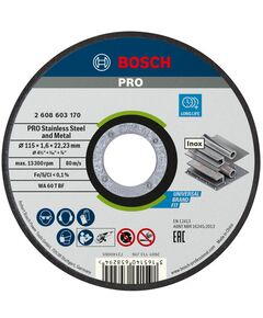 Армований відрізний круг PRO Stainless Steel and Metal, 115 х 1,6 х 22,23 мм, прямий Bosch, фото  | SNABZHENIE.com.ua