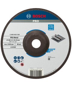 Армований шліфувальний диск PRO Metal, 180 x 6 x 22,23 мм Bosch, фото  | SNABZHENIE.com.ua