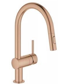 Змішувач для кухні Grohe Minta, довж.виливу - 223мм, поворотний/витяжний, 1важіль, матовий теплий захід сонця, фото  | SNABZHENIE.com.ua