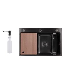 Мойка для кухни интегрированная Lidz Handmade H6845HB Decor Black PVD Honeycomb 3,0/1,0 мм LDH6845HDECBLM49445, фото  | SNABZHENIE.com.ua
