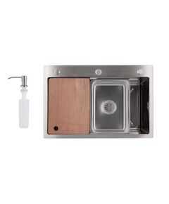 Мойка для кухни интегрированная Lidz Handmade H6845 Brushed Steel 3,0/1,0 мм LDH6845BRU49455, фото  | SNABZHENIE.com.ua