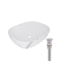 Раковина накладная Qtap Aquarius 470x380x120 мм, Marble, прямоугольная, с донным клапаном QTAQA188MR49782, фото  | SNABZHENIE.com.ua