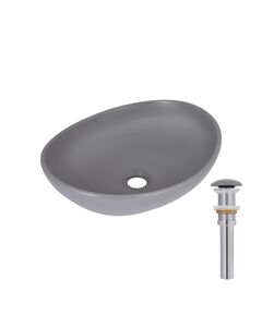 Раковина накладная Qtap Dove 415x340x140 мм, Stone grey, овальная, с донным клапаном QTDOV188SG49783, фото  | SNABZHENIE.com.ua