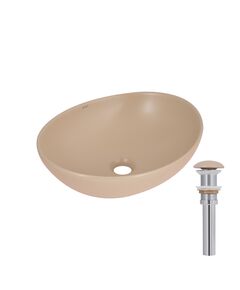 Раковина накладная Qtap Dove 415x340x140 мм, Beige, овальная, с донным клапаном QTDOV188SB49784, фото  | SNABZHENIE.com.ua
