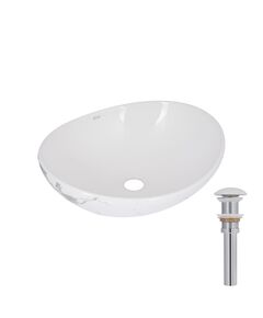 Раковина накладная Qtap Dove 415x340x140 мм, Marble, овальная, с донным клапаном QTDOV188SB49785, фото  | SNABZHENIE.com.ua
