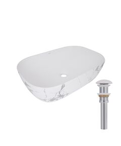 Раковина накладная Qtap Robin 600x390x150 мм, Marble, прямоугольная, с донным клапаном QTROB188MR49788, фото  | SNABZHENIE.com.ua