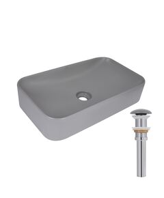 Раковина накладная Qtap Tern 610x350x135 мм, Stone grey, прямоугольная, с донным клапаном QTTER188SG49789, фото  | SNABZHENIE.com.ua