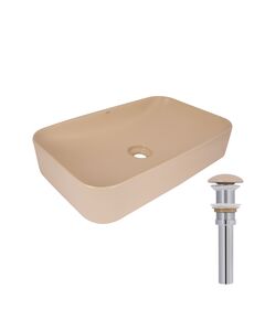 Раковина накладная Qtap Tern 610x350x135 мм, Beige, прямоугольная, с донным клапаном QTTER188SB49790, фото  | SNABZHENIE.com.ua