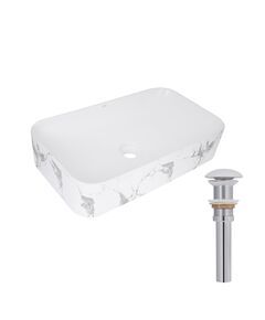 Раковина накладная Qtap Tern 610x350x135 мм, Marble, прямоугольная, с донным клапаном QTTER188MR49791, фото  | SNABZHENIE.com.ua