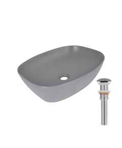 Раковина накладная Qtap Cardinal 500х380х140 мм, Stone grey, прямоугольная, с донным клапаном QTCAR188SG49824, фото  | SNABZHENIE.com.ua