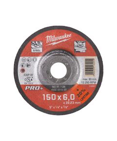 Шліфувальний диск по металу SG 27/150х6 PRO+ (1 шт) MILWAUKEE, фото  | SNABZHENIE.com.ua