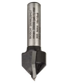 Фреза V-образная 90° 16x16x45 мм, хвостовик 8 мм BOSCH 2608628407, фото  | SNABZHENIE.com.ua