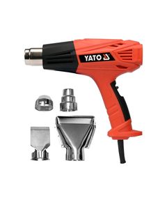 Фен сетевой YATO 2 кВт, 450°/600°, 250/500 л/мин, 4 насадки, фото  | SNABZHENIE.com.ua