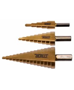 Свердла конічні ступінчасті титанові по металу STHOR : &Oslash;= 4-32 мм, HSS 4241, 3 шт, фото  | SNABZHENIE.com.ua