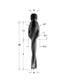 Сверло левое 8x40x65 мм с зенкером и резьбой М10/30° CMT 336.080.12, фото  | SNABZHENIE.com.ua