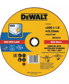 Коло відрізне DeWALT INOX, нержавіюча сталь/листовий метал, 230 x 1,9 x 22,23 мм (DT43909), фото  | SNABZHENIE.com.ua
