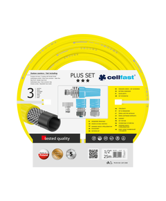 Поливочный набор PLUS: шланг 1/2 25 м + соединители CELLFAST 10-290, фото  | SNABZHENIE.com.ua