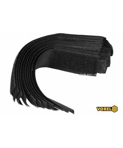 Хомут-липучка для кабеля VOREL: 25 x 150 мм, чорний, нейлон + поліестер + поліуретан, 10 шт, фото  | SNABZHENIE.com.ua