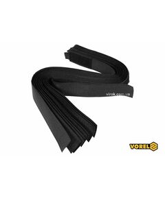 Хомут-липучка для кабеля VOREL: 25 x 450 мм, чорний, нейлон + поліестер + поліуретан, 10 шт, фото  | SNABZHENIE.com.ua