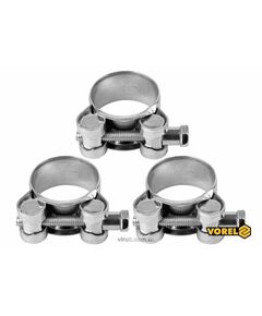 Хомут стальной с винтовым зажимом GBS W1 VOREL : &Oslash;= 29-31/ 20 мм, оцинкованный, 3 шт., фото  | SNABZHENIE.com.ua