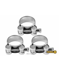 Хомут сталевий з гвинтовим затискачем GBS W1 VOREL: &Oslash;= 32-35/ 20 мм, оцинкований, 3 шт., фото  | SNABZHENIE.com.ua