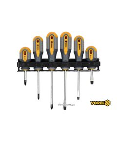 Набор отверток VOREL: SL6.5x38/5.5 x75/6.5 x100 мм, PH2 x 38/PH1x75/PH2 x100 мм, Cr-V, 6 шт, фото  | SNABZHENIE.com.ua