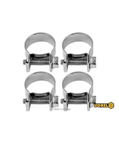 Стальной хомут с винтовым зажимом W1 VOREL : &Oslash;= 16-18/ 9 мм, оцинкованный, 4 шт. [100], фото  | SNABZHENIE.com.ua
