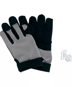 Перчатки рабочие черно-серые YATO, для сенсорных экранов, искусственная кожа + хлопковый трикотаж, размер 8 (YT-74651), фото  | SNABZHENIE.com.ua