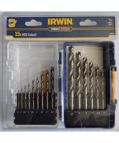 Набір свердл HSS-E COBALT 15шт. : 1.5/2/2.5/3/3.5/4/4.5/5/5.5/6/6.5/7/8/9/10мм, IRWIN, фото  | SNABZHENIE.com.ua