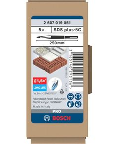 Зубило пикообразне Bosch SDS-Plus 250 мм, 5 шт, фото  | SNABZHENIE.com.ua
