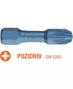 Насадка викруткова ударна USH Blue Shock: Pozidriv PZ2 x 30 мм Torsion, Уп. 5 штук., фото  | SNABZHENIE.com.ua