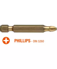 Насадка викруткова USH ISOTIN: Phillips PH2 x 50 мм. Torsion. титанова, удлинена. Уп. 10 шт., фото  | SNABZHENIE.com.ua