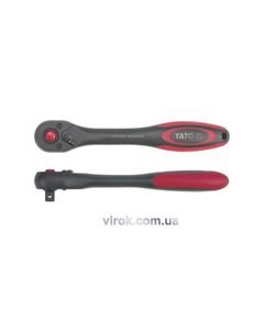 Тріщатка YATO : квадрат 3/8&quot;, 72T, L= 202 мм, вигнута ручка покрита пластиком [6/24/48], фото  | SNABZHENIE.com.ua