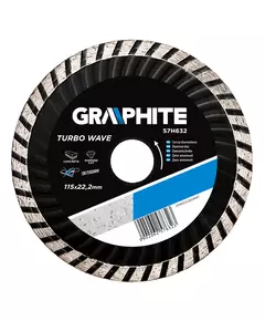 Диск алмазний, 115 х 22,2 мм, turbo wave GRAPHITE (57H632), фото  | SNABZHENIE.com.ua