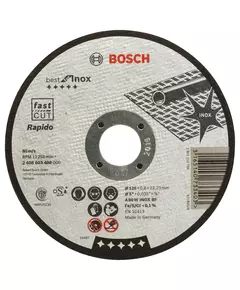 Коло відрізне 125 x 0,8 x 22,23 мм по нержавіючій сталі, пряме, Best for Inox, Rapido BOSCH (2608603488), фото  | SNABZHENIE.com.ua