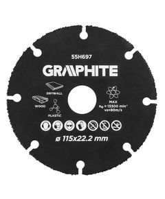 Режущий диск GRAPHITE HM 115x22.2 мм для дерева и пластика, фото  | SNABZHENIE.com.ua