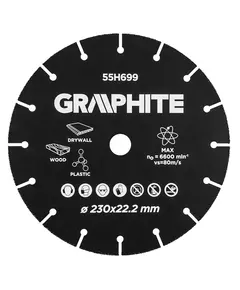 Ріжучий диск HM для дерева та пластику 230 х 22.2 мм GRAPHITE (55H699), фото  | SNABZHENIE.com.ua