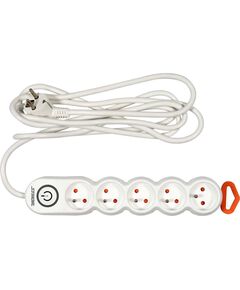 Подовжувач мережевий STHOR: l= 5 м, колодка з 5 гніздами і вмикачем, 3-жильний &Oslash;=1,5 мм&sup2;, з заземленням, фото  | SNABZHENIE.com.ua