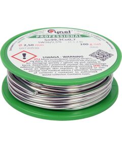 Припой без свинца CYNEL : &Oslash;2,5 мм, Sn99,3-Cu0,7 проволока на катушке с флюсом м= 100 г, фото  | SNABZHENIE.com.ua