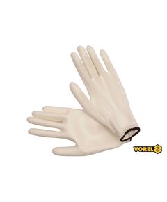 Рабочие перчатки VOREL: белые, полиэстер с покрытием из полиуретана, размер 9, фото  | SNABZHENIE.com.ua