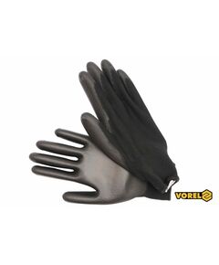 Рабочие перчатки VOREL: черные, полиэстер с покрытием из полиуретана, размер 10, фото  | SNABZHENIE.com.ua