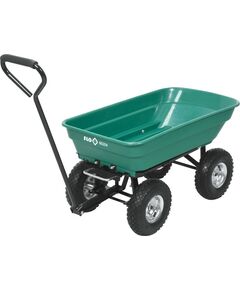 Візок садовий на 4 колесах FLO з поворотним важелем, корито- 87х 47х 20 см, ручка- 80 см, 150 кг, фото  | SNABZHENIE.com.ua
